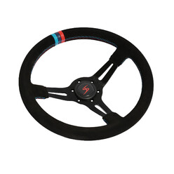 DriftShop Steering Wheel (70 mm Dish), "M Power V2" Edition, Black Suede